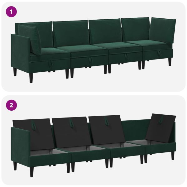 Комплект мебели за всекидневна 4 pcs Тъмнозелено Кадифе