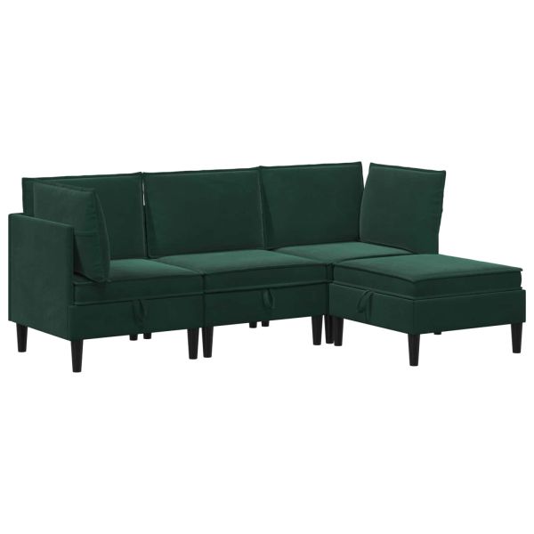 Комплект мебели за всекидневна 4 pcs Тъмнозелено Кадифе