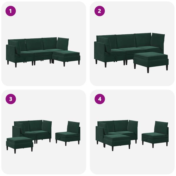 Комплект мебели за всекидневна 4 pcs Тъмнозелено Кадифе
