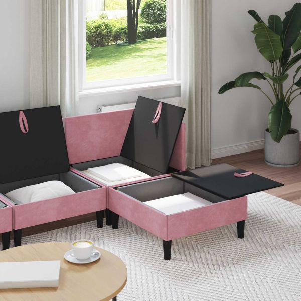 Комплект мебели за всекидневна 4 pcs Розово Кадифе