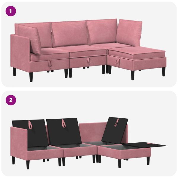 Комплект мебели за всекидневна 4 pcs Розово Кадифе