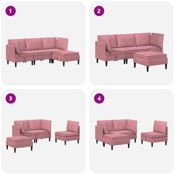 Комплект мебели за всекидневна 4 pcs Розово Кадифе