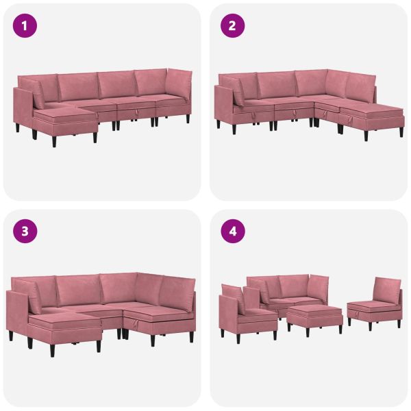 Комплект мебели за всекидневна 5 pcs Розово Кадифе