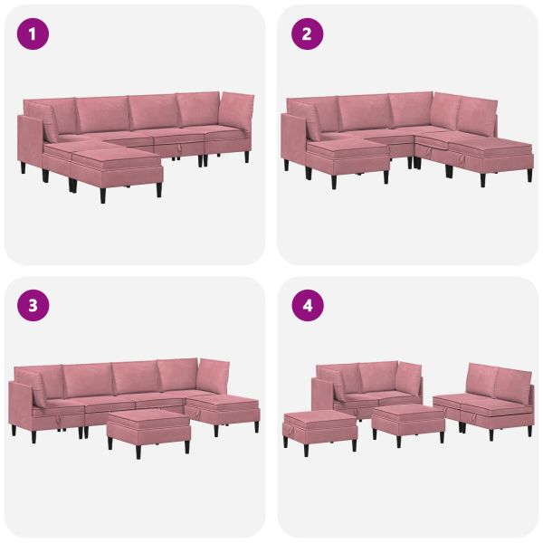 Комплект мебели за всекидневна 6 pcs Розово Кадифе