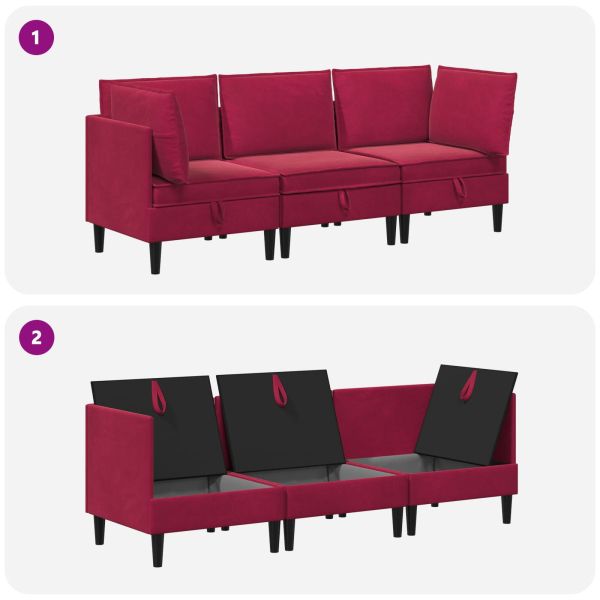 Комплект мебели за всекидневна 3 pcs Виненочервен Кадифе