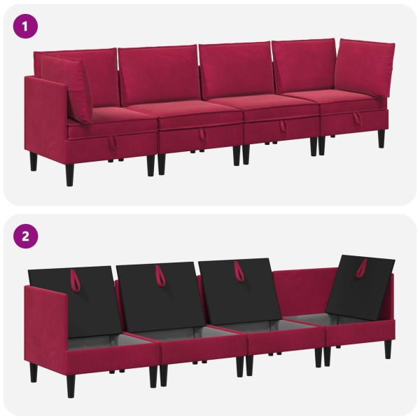 Комплект мебели за всекидневна 4 pcs Виненочервен Кадифе