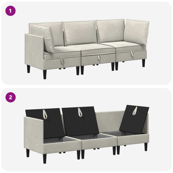 Комплект мебели за всекидневна 3 pcs Кремаво Кадифе