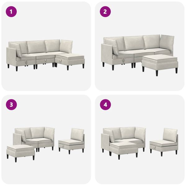 Комплект мебели за всекидневна 4 pcs Кремаво Кадифе