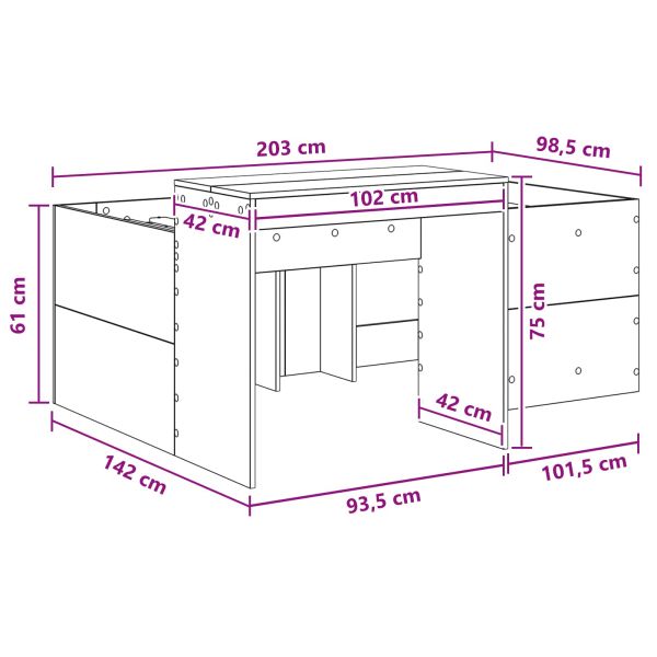 Детско легло с височина и бюро Дъб сонома 98.5 x 200 см