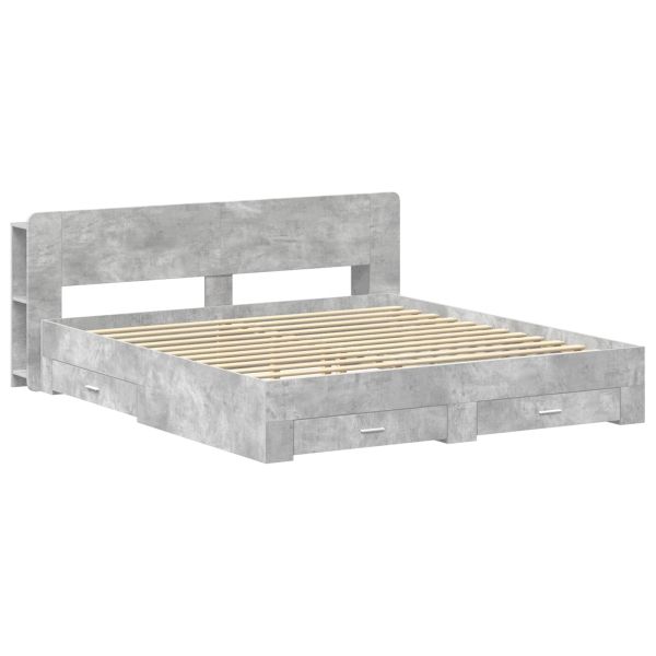 Леглово рамо с хранилище с таблото Бетонно сиво 200 x 200 cm