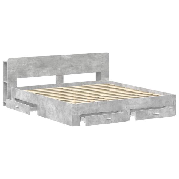 Леглово рамо с хранилище с таблото Бетонно сиво 200 x 200 cm