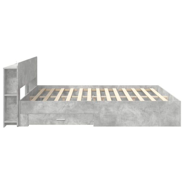 Леглово рамо с хранилище с таблото Бетонно сиво 200 x 200 cm