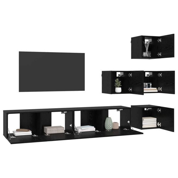 Комплект ТВ шкаф 6 pcs 80 x 30 x 30 см Черен дъб