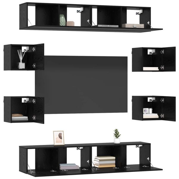 Комплект ТВ шкаф 8 pcs 80 x 30 x 30 см Черен дъб