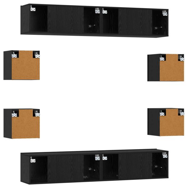 Комплект ТВ шкаф 8 pcs 80 x 30 x 30 см Черен дъб