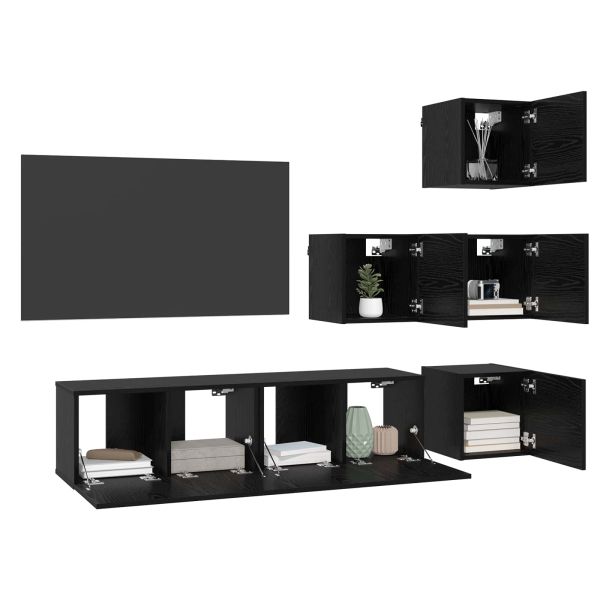Комплект ТВ шкаф 6 pcs 60 x 30 x 30 cm Черен дъб