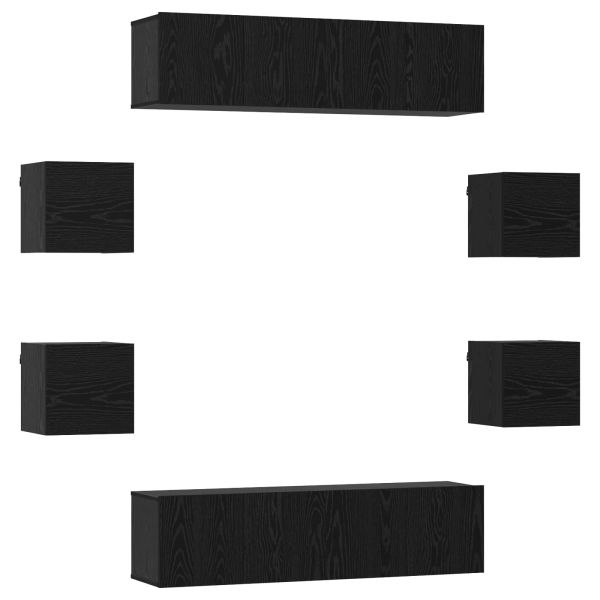 Комплект ТВ шкаф 8 pcs 120 x 30 x 30 см Черен дъб