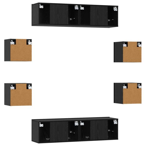 Комплект ТВ шкаф 8 pcs 120 x 30 x 30 см Черен дъб