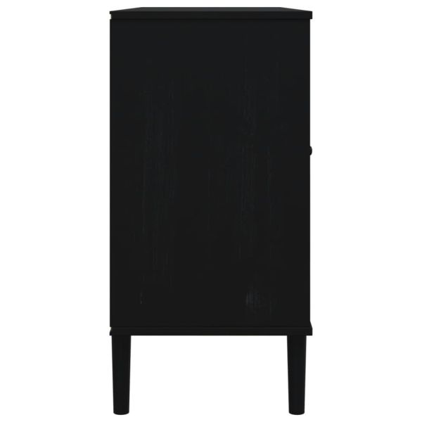 Сайдборд "SENJA" ратанова визия черен 112x40x80 см бор масив