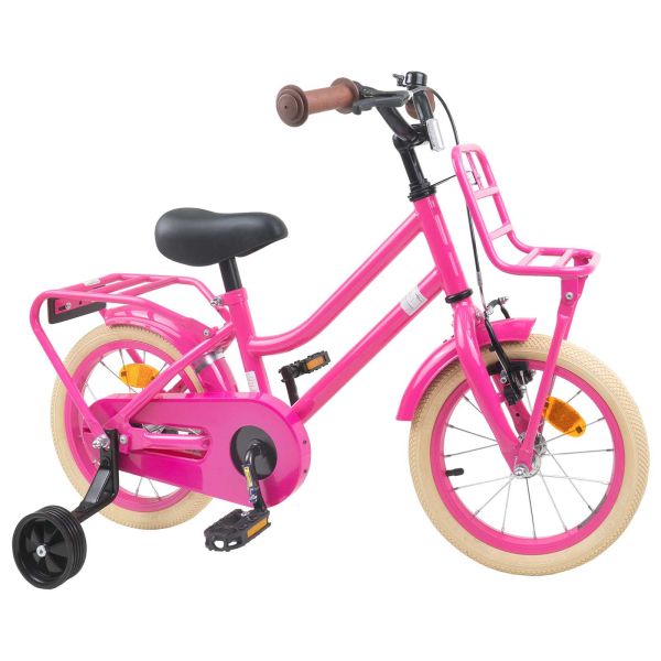 Детски Велосипед 14 инча за деца от 3 до 5 години Тъмен розов