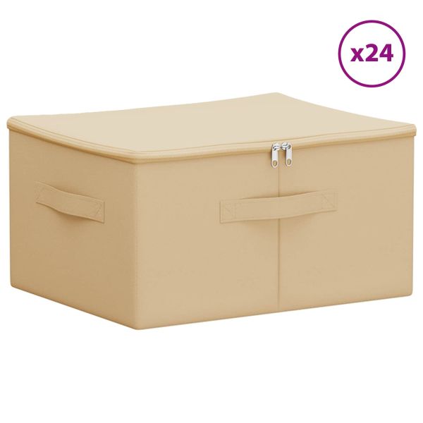 Кутия за съхранение 24 pcs Кремаво 50 x 30 x 25 cm