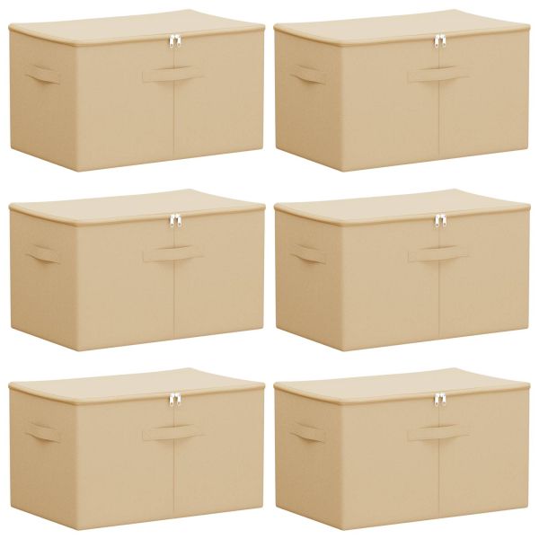 Кутия за съхранение 6 pcs Кремаво 55 х 35 х 32 см