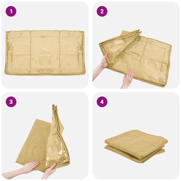 Кутия за съхранение с прозрачна горна част 2 pcs Кремаво