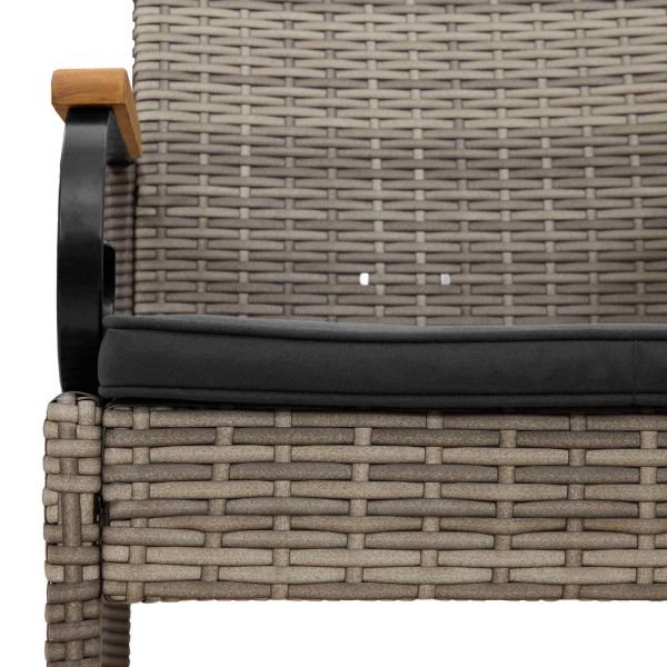 Градински столове 4 pcs Сив и тъмен сив Полиратан и акация