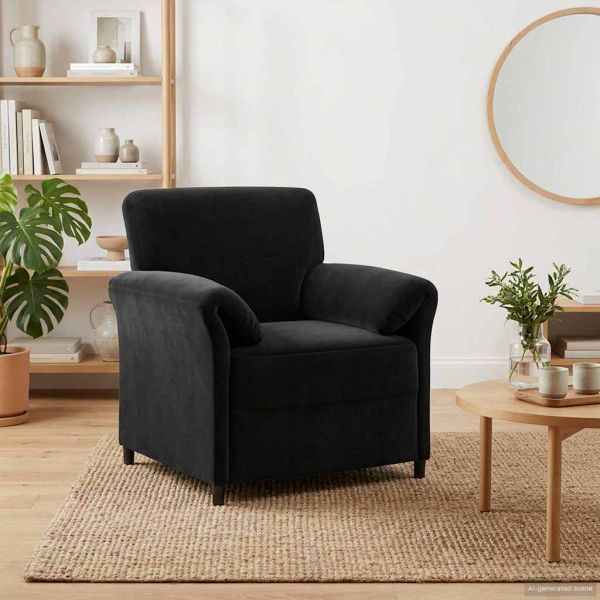 Диван с едно seating Черно 88 x 83 x 95 см Кадифе