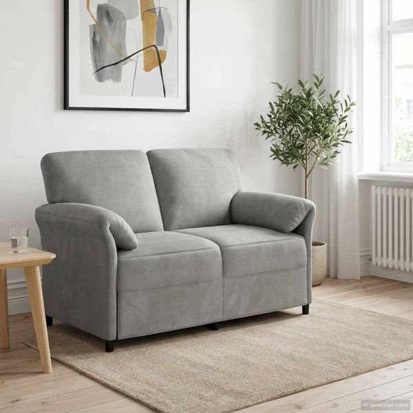 Двуместна софа Светлосиво 138 x 83 x 95 см Кадифе