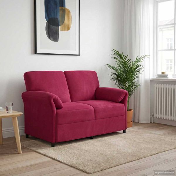 Двуместна софа Виненочервен 138 x 83 x 95 см Кадифе