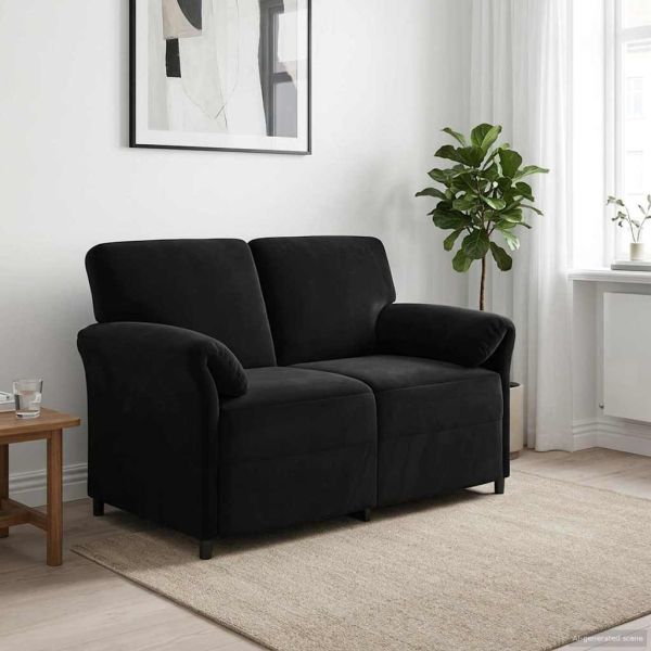 Двуместна софа Черно 138 x 83 x 95 см Кадифе