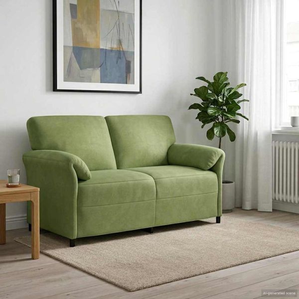 Двуместна софа Светло зелено 158 x 83 x 95 см Кадифе