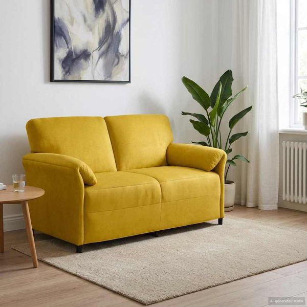Двуместна софа Жълто 158 x 83 x 95 см Кадифе