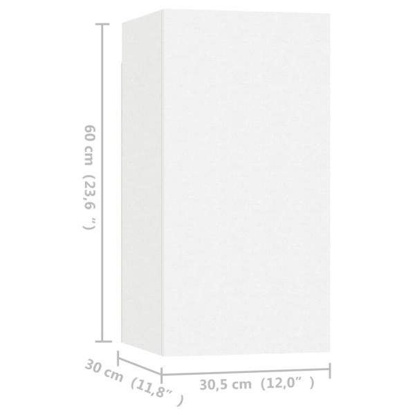 ТВ шкафове, 4 бр, бели, 30,5x30x60 см, инженерно дърво