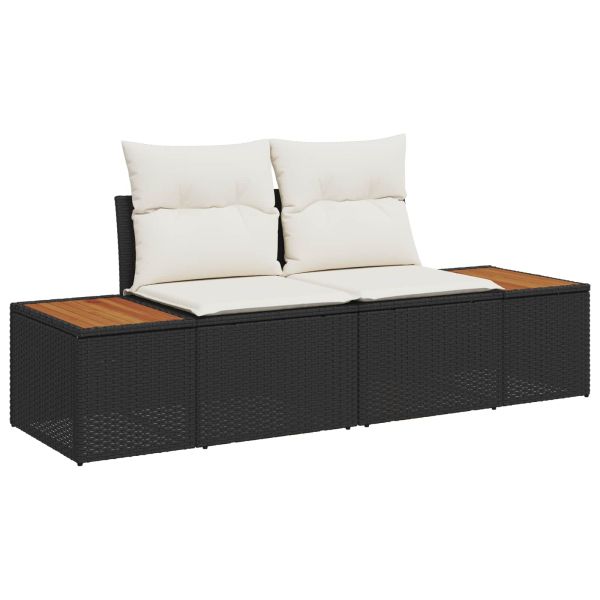 Градински Софа Комплект с възглавница 14 pcs Черен и кремав