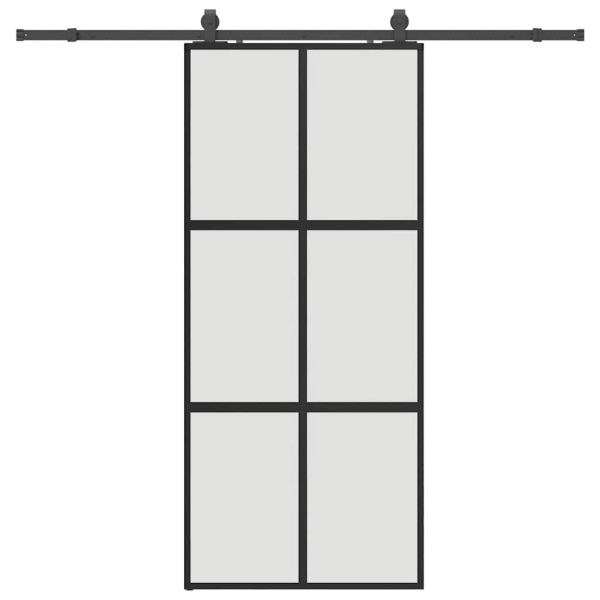 Плъзгаща се врата с комплект обков Черно 90x205 cm