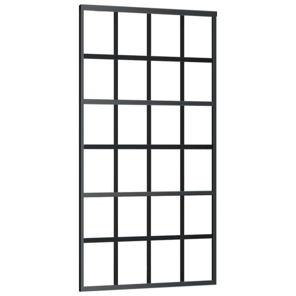 Плъзгаща се врата с механизъм черна 102x205 см ESG стъкло