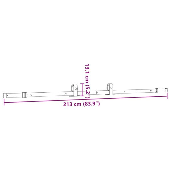 Комплект механизъм за плъзгаща врата, 213 см, стомана, черен