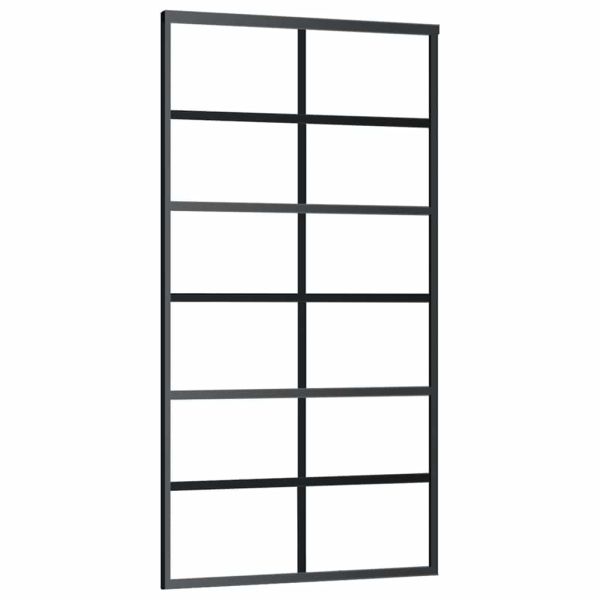 Плъзгаща се врата с механизъм черна 102x205 см ESG стъкло
