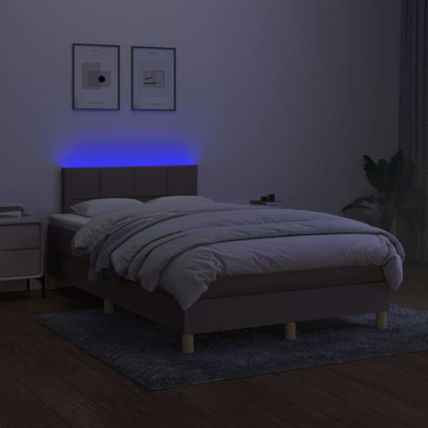 Боксспринг легло с матрак и LED, таупе, 120x190 см, плат