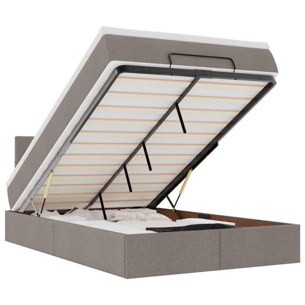 Османска легло с матрак и LED, таупе, 120x190 см, плат