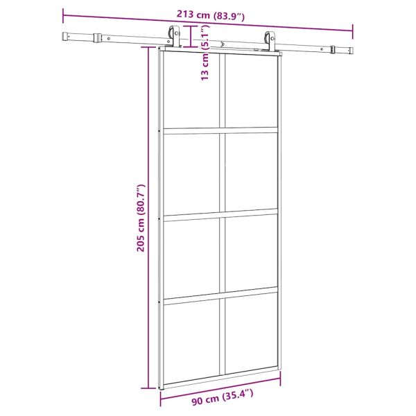 Плъзгаща се врата с комплект обков Черно 90x205 cm