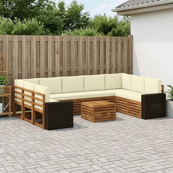 Комплекти дивани с възглавница 10 pcs Натурален и Крема