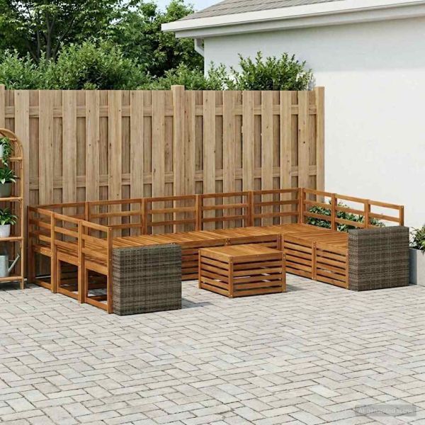 Комплекти дивани 10 pcs Натурално Солидно акациево дърво