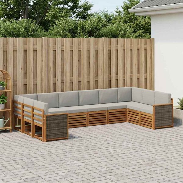 Комплект секционен диван 7 pcs Натурално и светлосиво