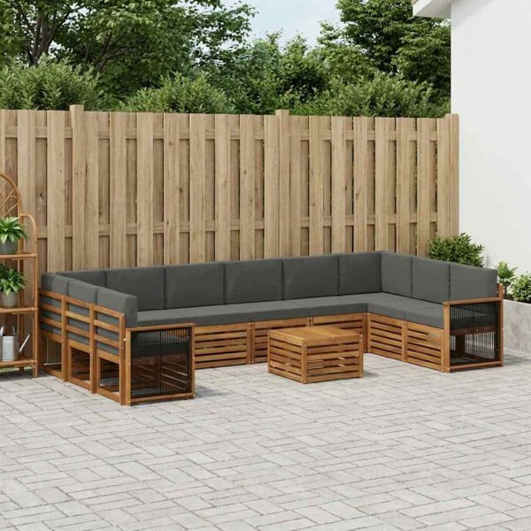 Комплект дивани за открито 8 pcs Натурален и Антрацит