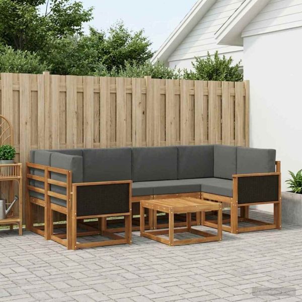 Комплект дивани за открито 5 pcs Натурален и Антрацит