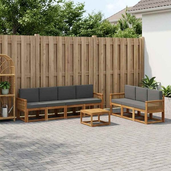 Комплект дивани за открито 8 pcs Натурален и Антрацит Полиестер