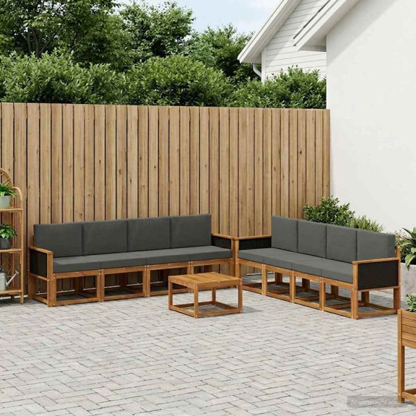 Комплект дивани за открито 7 pcs Натурален и Антрацит